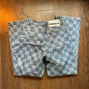 Ragged checker jeans